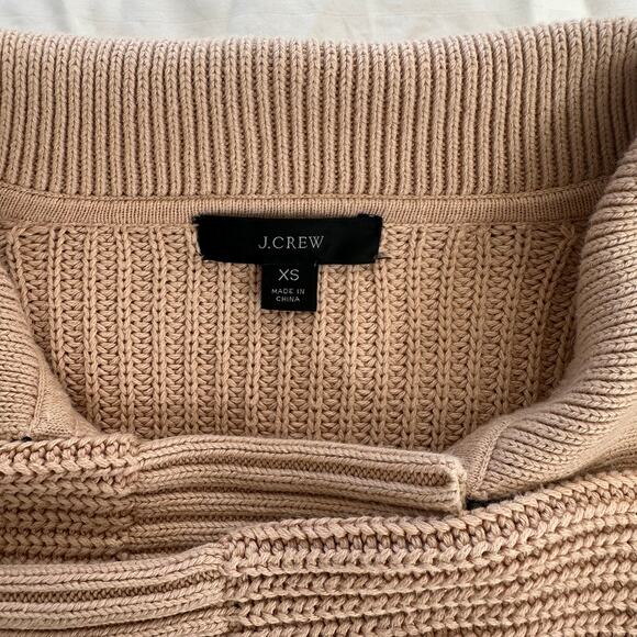 J. Crew Collared Cotton Beach Beige V-Neck Knit Sweater 100% Cotton Size US XS - Picture 4 of 8